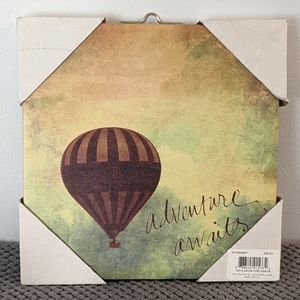 🆕 "Adventure Awaits" Hot Air Balloon Hanging Wall Art 12 x 12